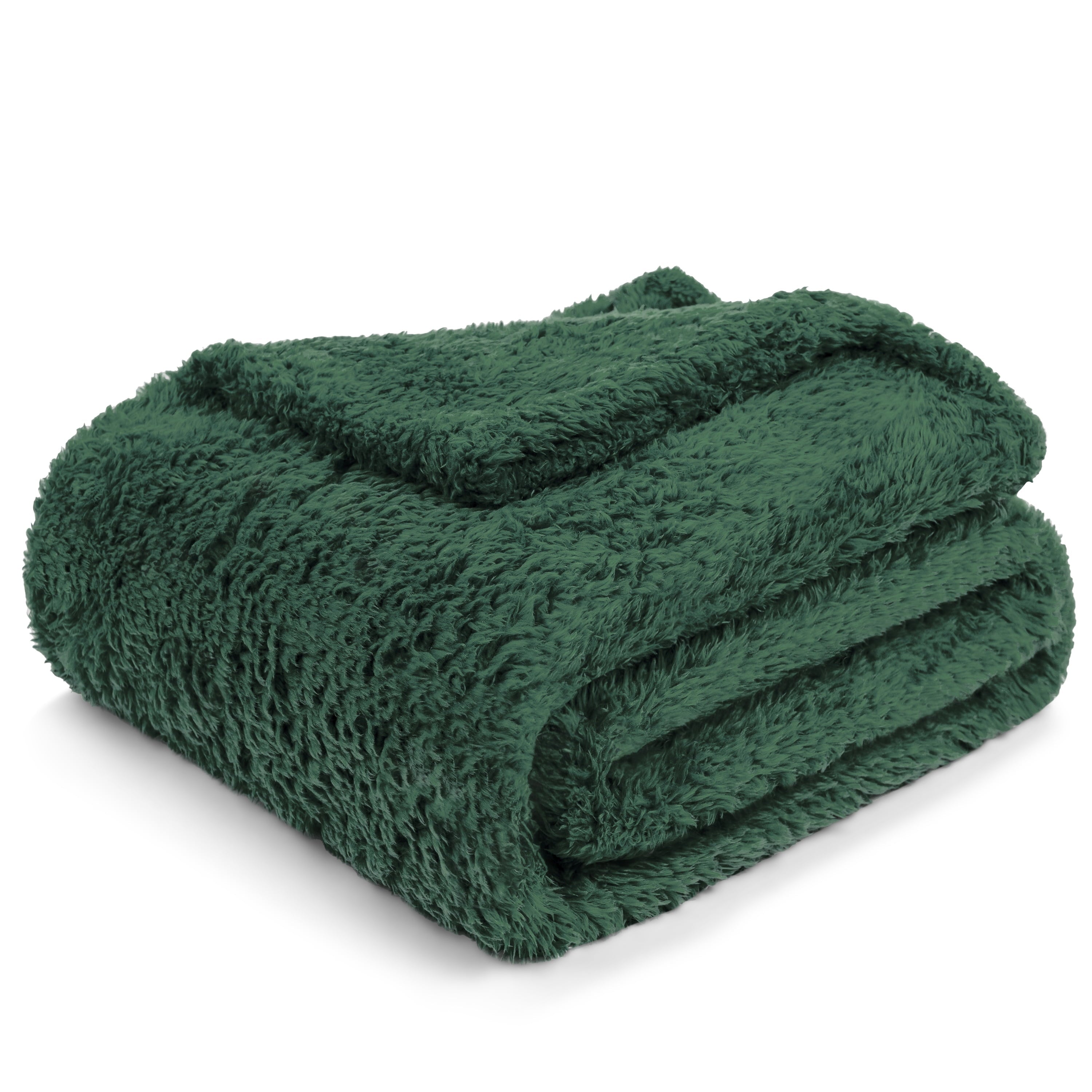 Sherpa Throw Blanket For Couch Sofa, Emerald Green Fluffy Warm Plush Blanket for Bed, Cozy Super Soft Lightweight Thr...