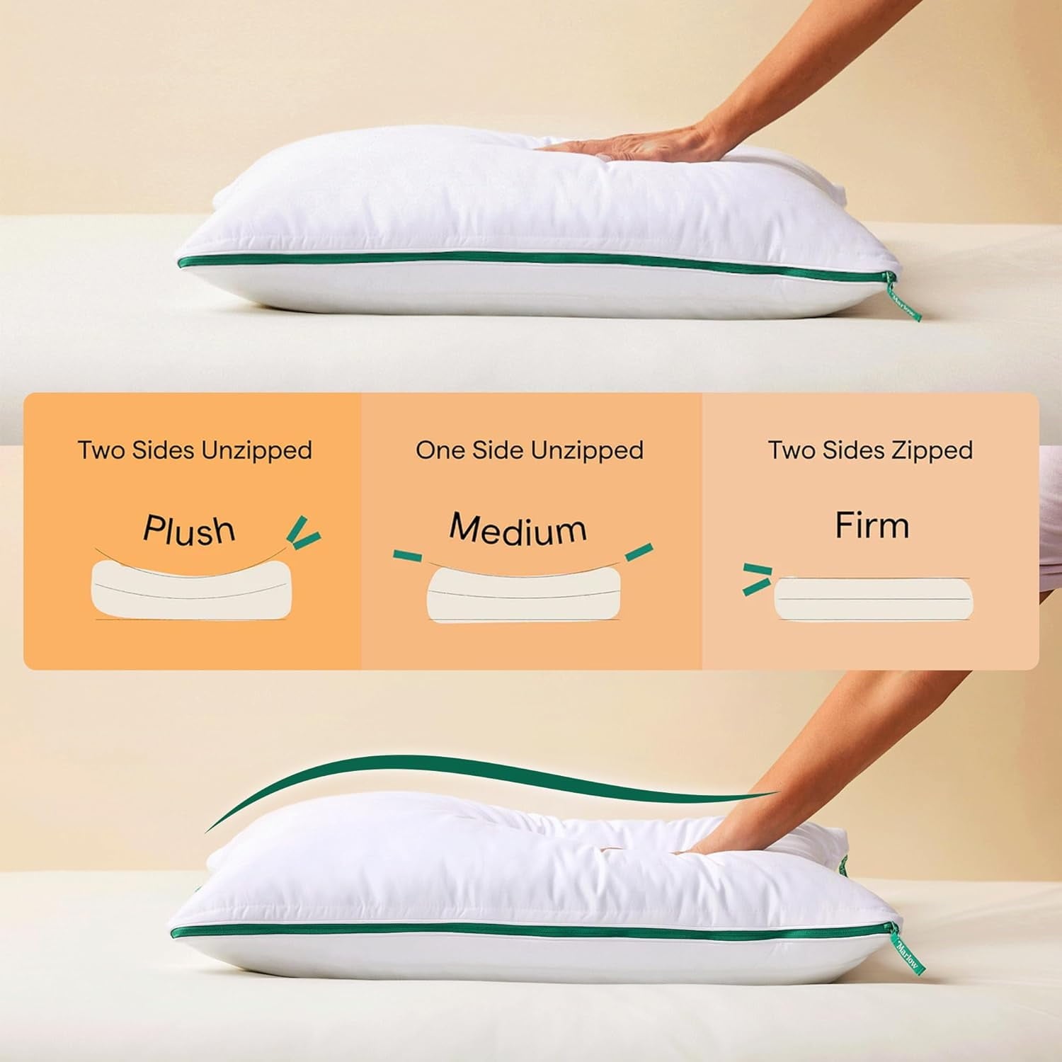 Marlow Adjustable Memory Foam Bed Pillow - Neck and Back Support For Side, Back and Stomach Sleepers - Standard/Queen...