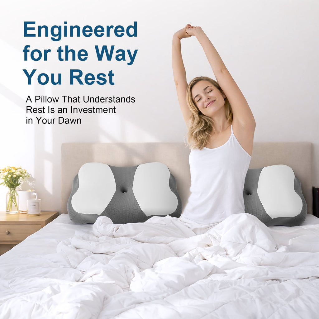 Memory Foam Cervical Pillow for Sleeping Support - Orthopedic Bed Pillow for Neck, Shoulder Pain Relief, Adults, Side...