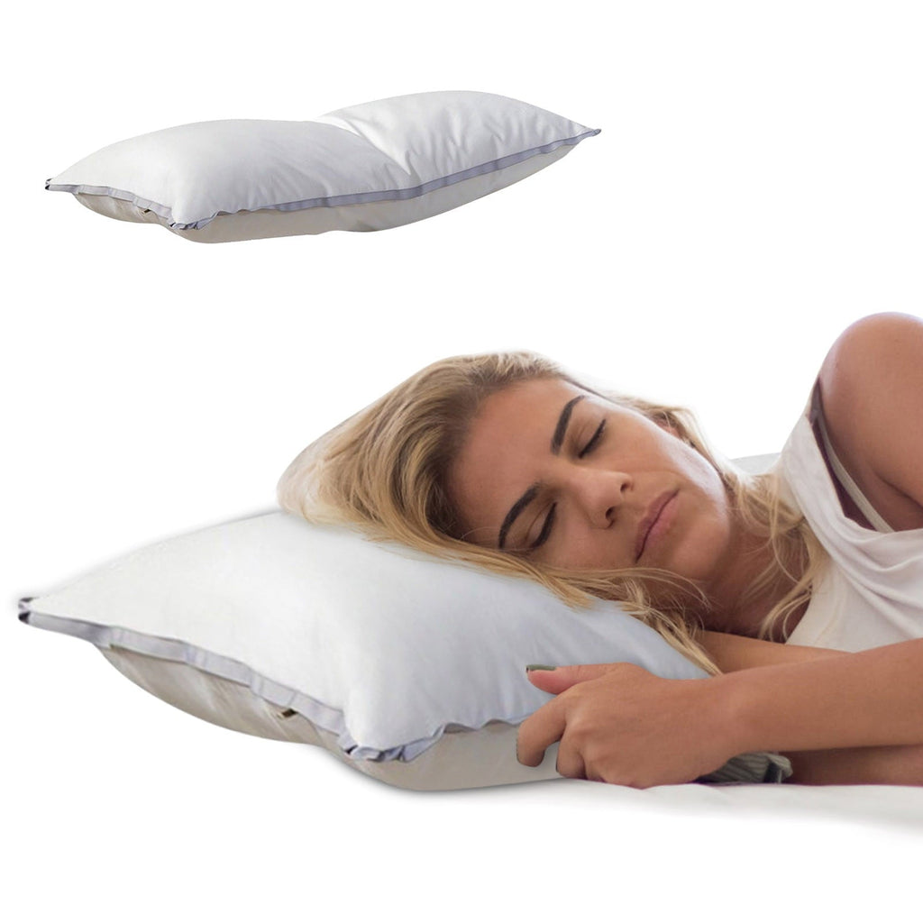 Extra Flat Soft Thin Pillows Queen Size, Bed Pillow with Full Cotton Filling for Side Back Stomach Sleepers, 20x30 In...