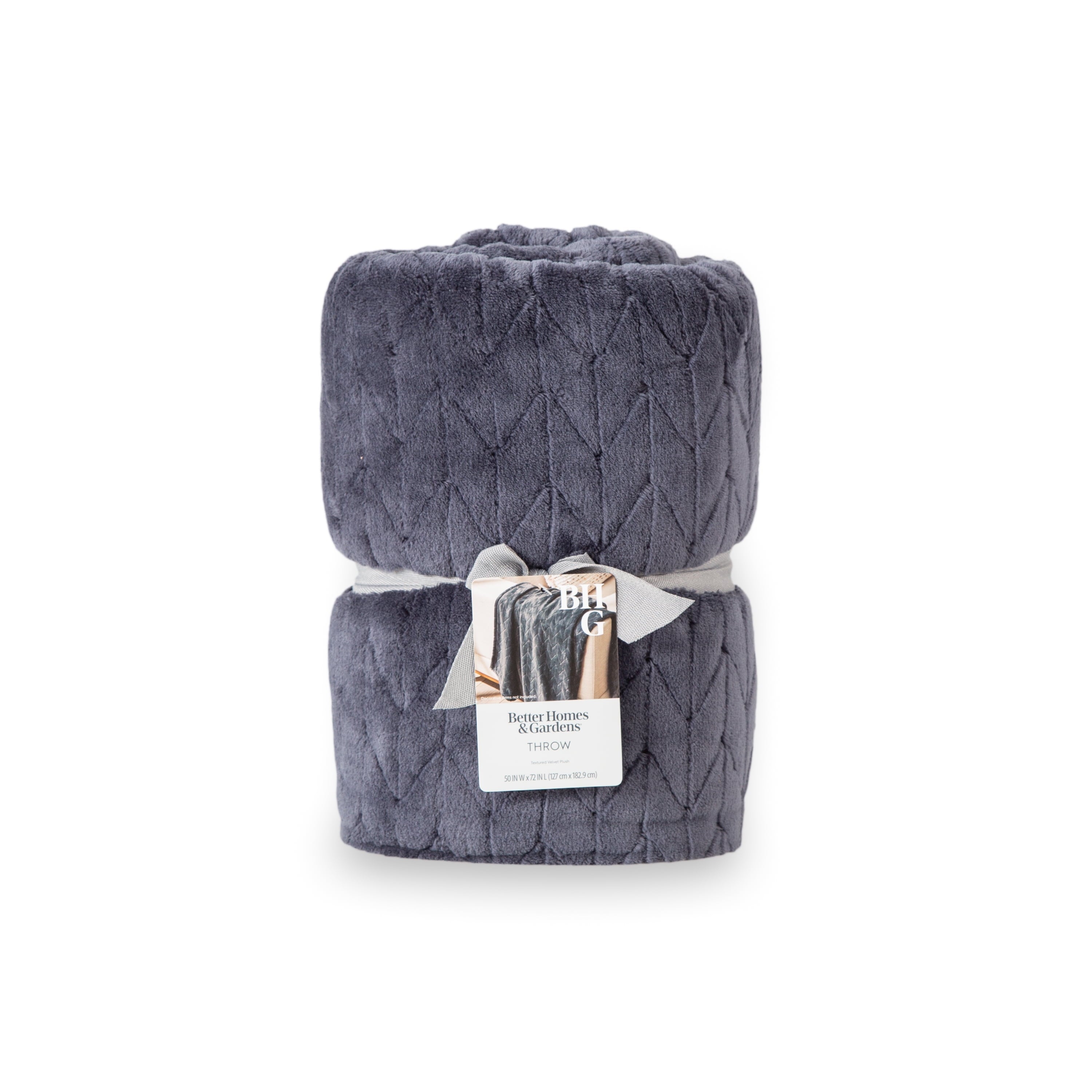 Textured Velvet Plush Soft Fleece Throw Blanket, Oversized, Greystone