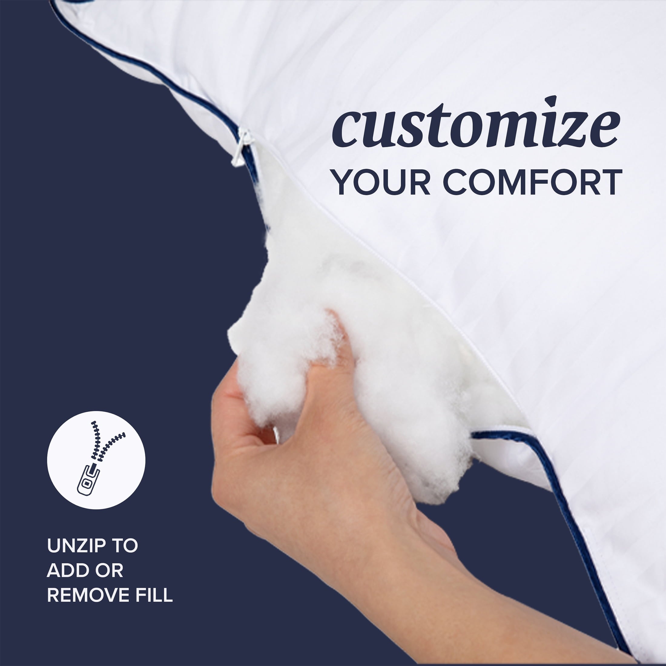 Customizable Down Alternative Queen Pillow 1 Pack, Adult