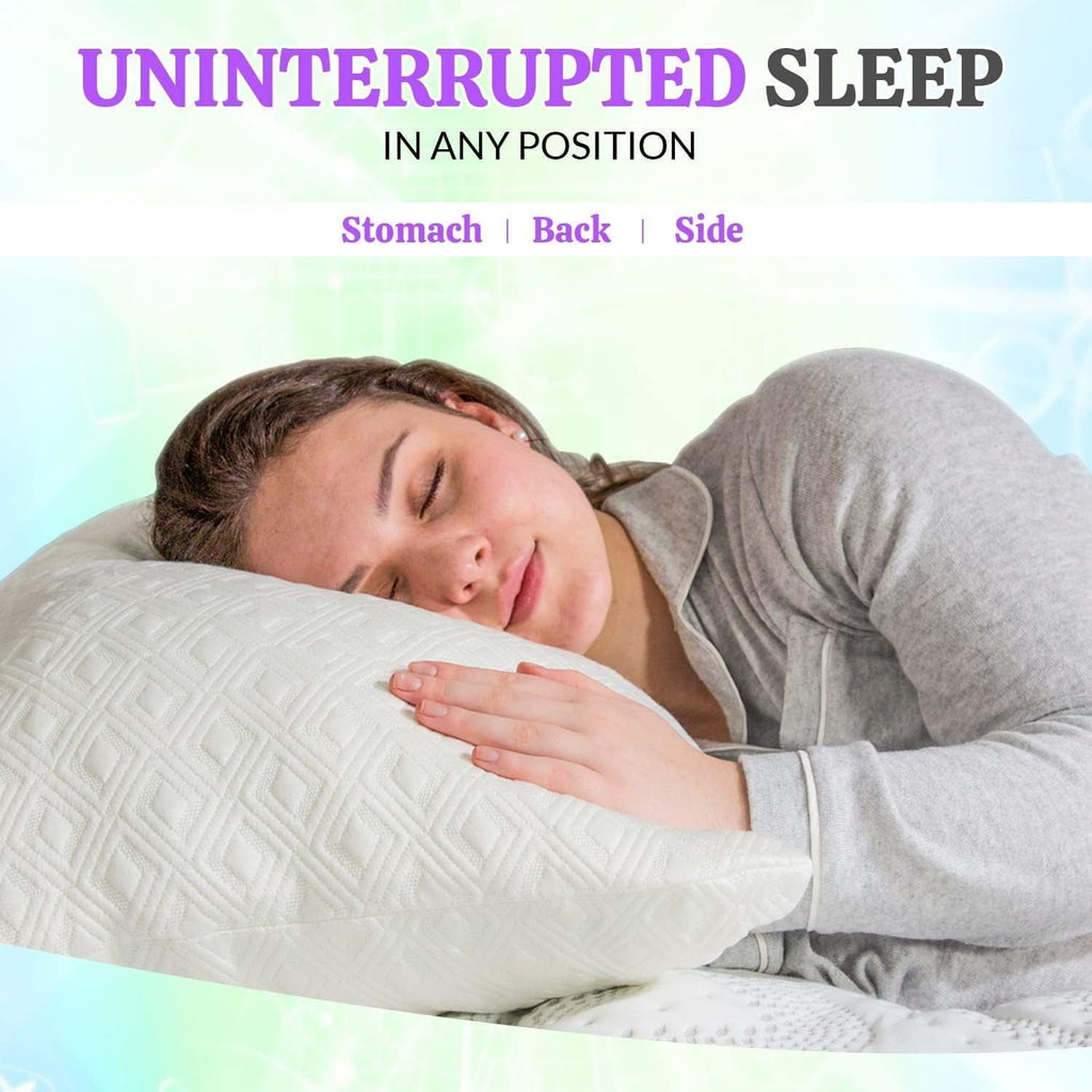 King Size Bamboo Pillow, Memory Foam Bed Pillows with Washable Pillowcases, King