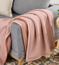 Gauze Reverse to Cozy Knit Super Soft Throw Blanket, Oversized, Antique Blush