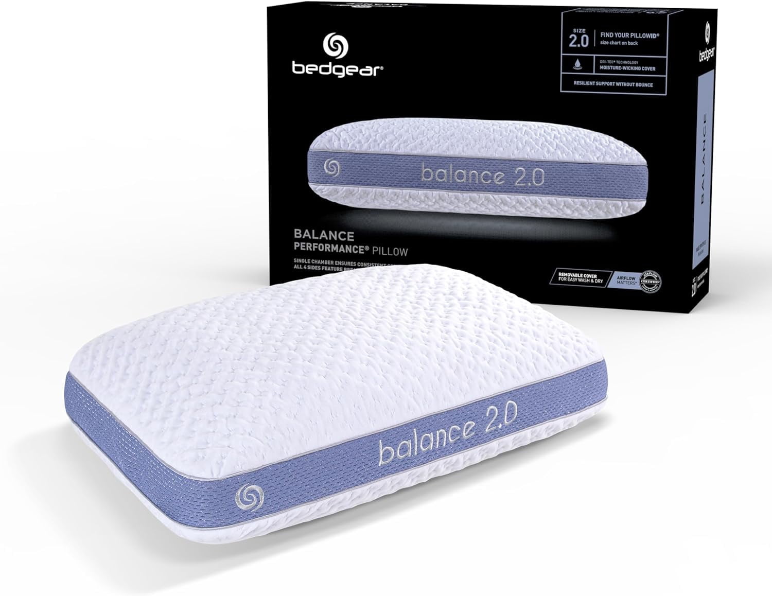 Performance Pillow – 2.0 - Moisture Wicking Bed Pillow for All Sleep Positions - Medium Firmness Bed Pillow -...