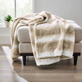 Almond Biscuit Ombre Faux Fur Throw, 50"x72"