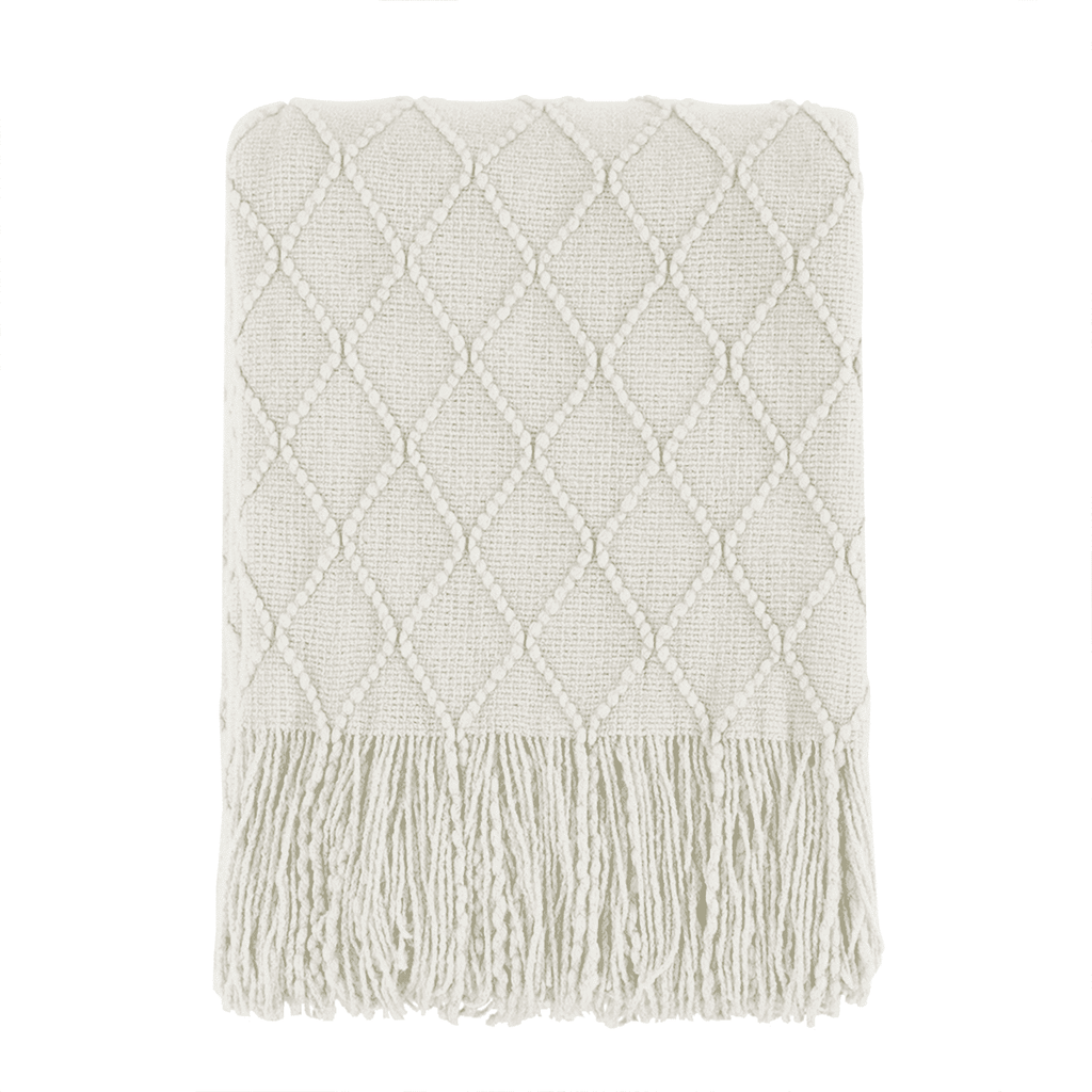 Rhombus Beige Throw Blanket, Soft and Lightweight, 50"x 60"