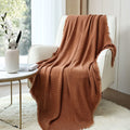 Farmhouse Rust Knit Throw Blanket for Couch Sofa Chair Bed Home Decoration, Soft Warm Cozy Light Weight for Spring Su...