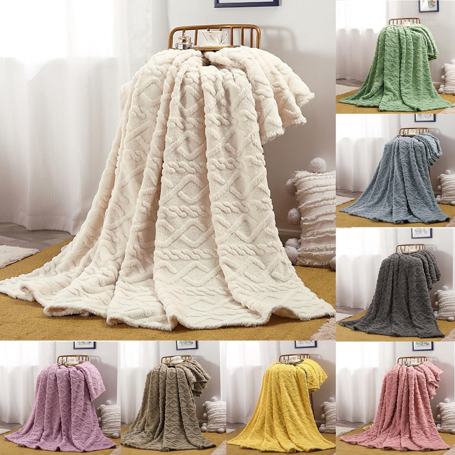 Clearance Under $5 Throw Blanket, Super Soft Warm Solid Color Thicken Flannel Blankets, Microfiber Machine Washable f...
