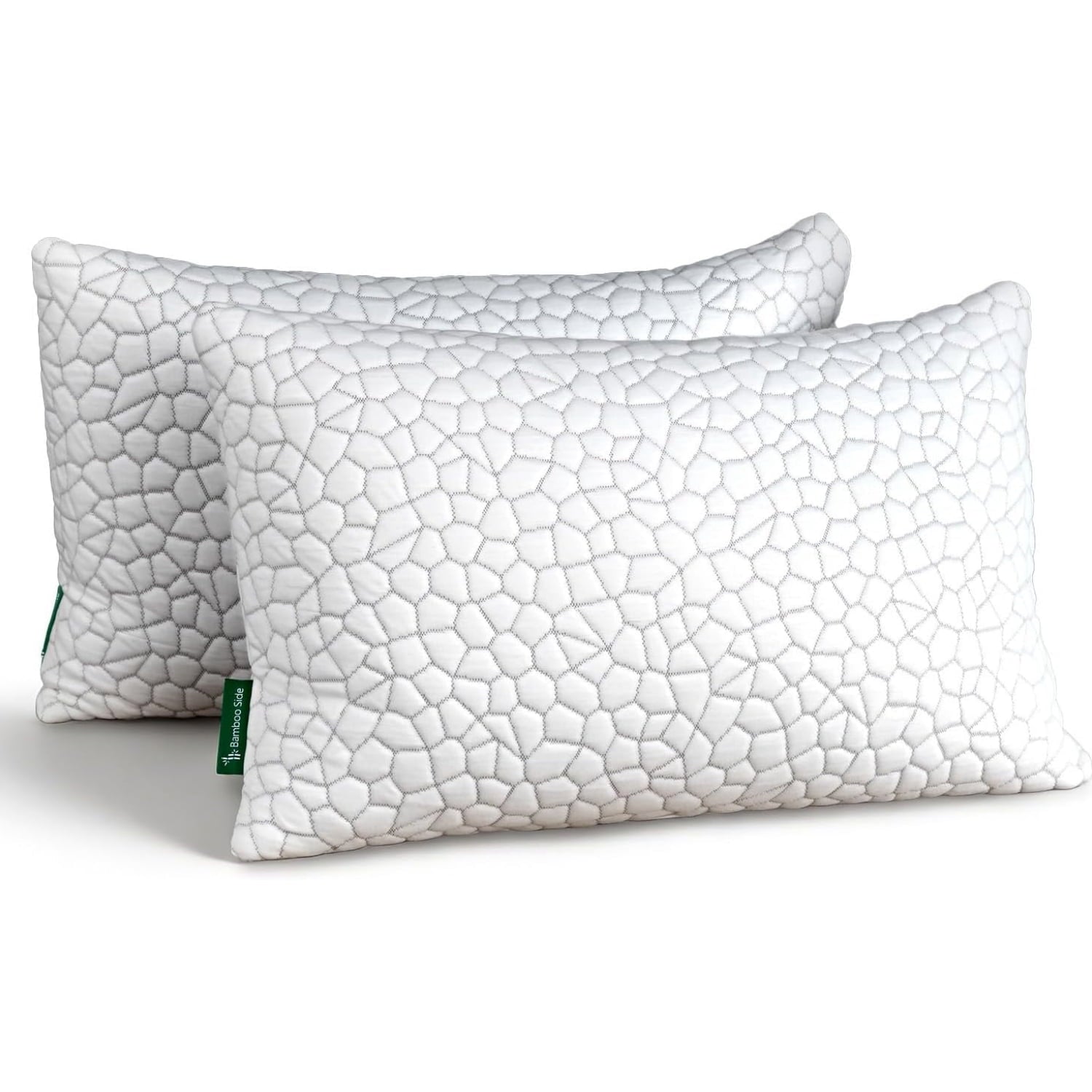 Shredded Memory Foam Pillows for Sleeping, Bed Pillows Queen Size Set of 2 Pack Adjustable for Side and Back Sleeper ...