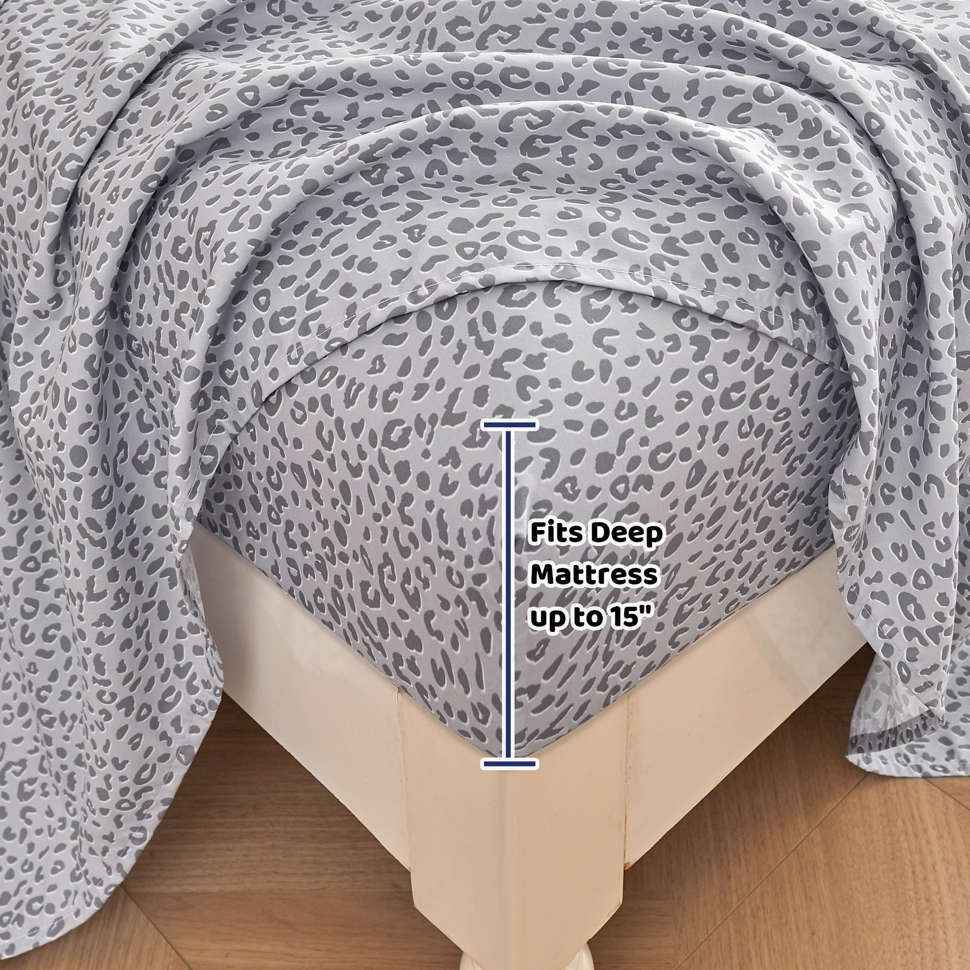 Floral King Sheets, Soft Breathable Microfiber Printed Bed Sheet Set, Deep Pocket Non-Slip Fitted Sheet Included