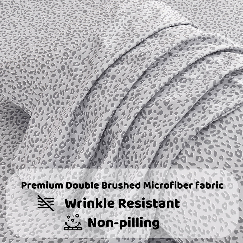 Floral King Sheets, Soft Breathable Microfiber Printed Bed Sheet Set, Deep Pocket Non-Slip Fitted Sheet Included