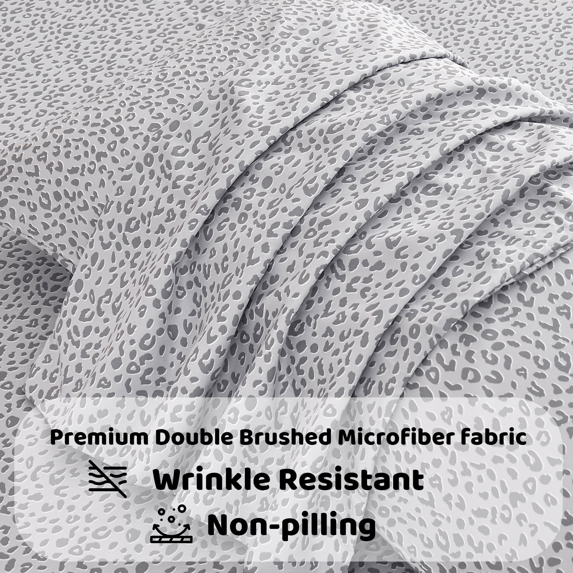 Floral King Sheets, Soft Breathable Microfiber Printed Bed Sheet Set, Deep Pocket Non-Slip Fitted Sheet Included