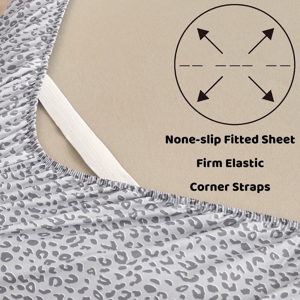Floral King Sheets, Soft Breathable Microfiber Printed Bed Sheet Set, Deep Pocket Non-Slip Fitted Sheet Included