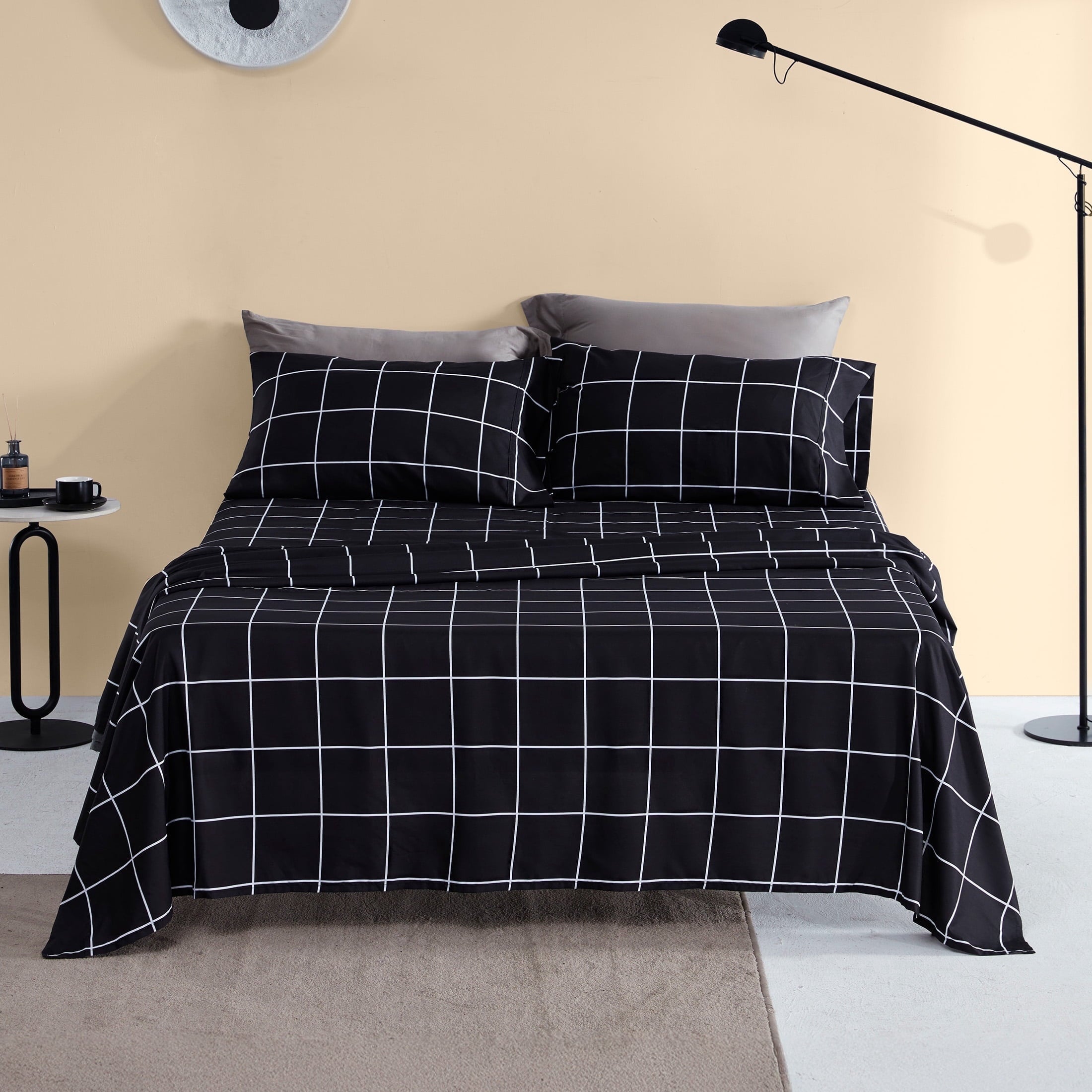 Full Bed Sheet Set, 4 Pieces Breathable & Super Soft, Easy Care Printed Microfiber with Deep Pocket & Envelope Closur...