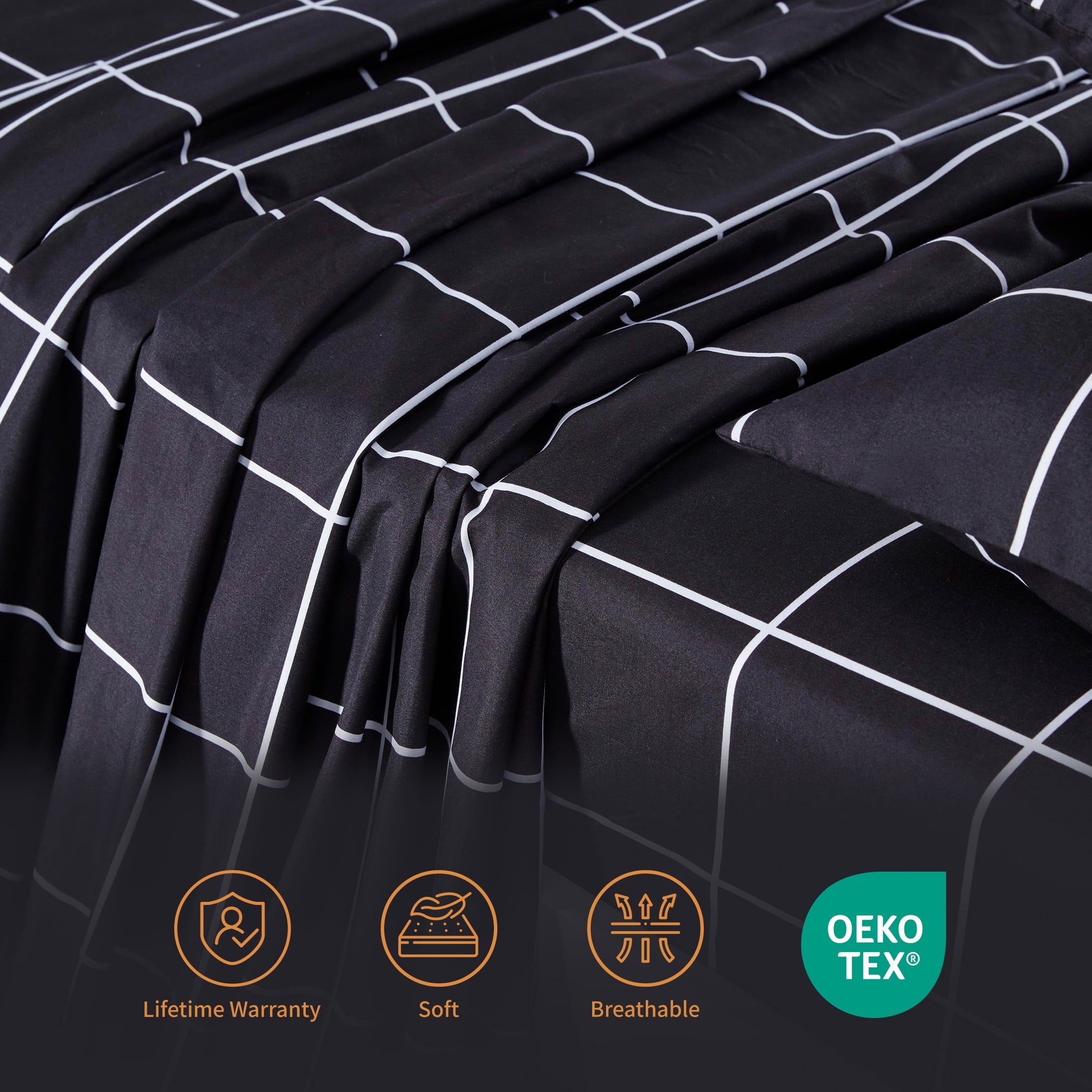 Full Bed Sheet Set, 4 Pieces Breathable & Super Soft, Easy Care Printed Microfiber with Deep Pocket & Envelope Closur...