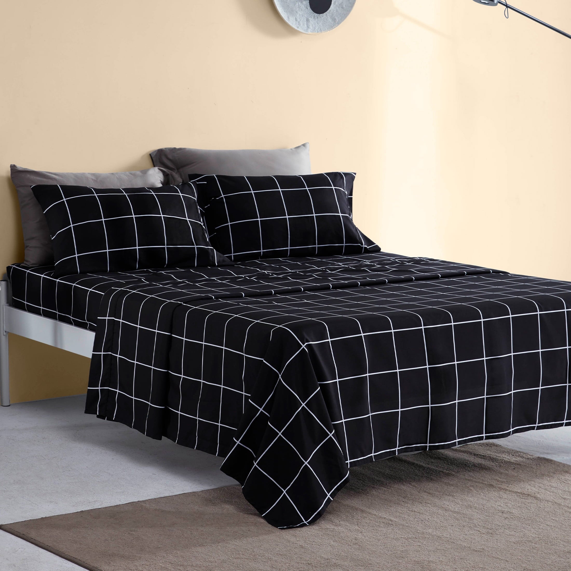 Full Bed Sheet Set, 4 Pieces Breathable & Super Soft, Easy Care Printed Microfiber with Deep Pocket & Envelope Closur...