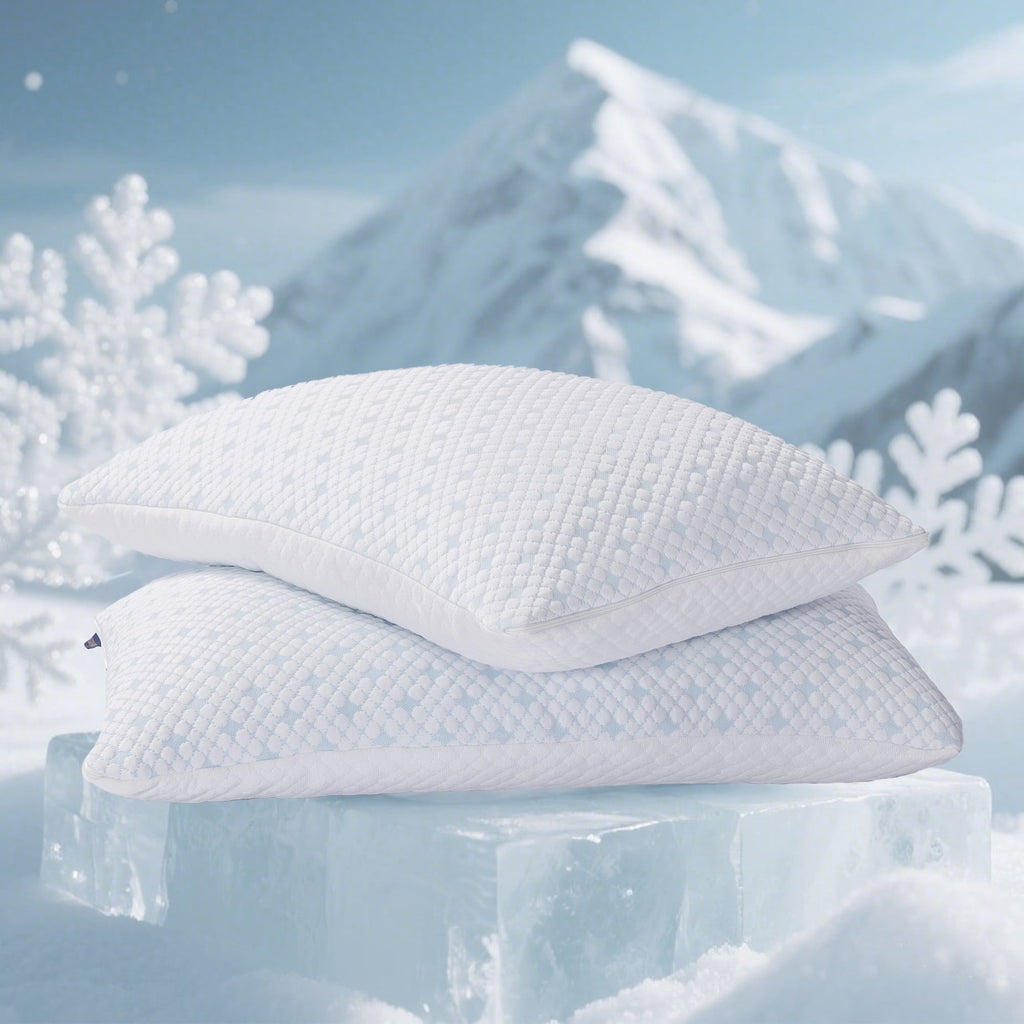 2-Pack Adjustable Cooling Bed Pillows, Shredded Memory Foam Pillows Set of 2, Standard Queen, Dual Sides