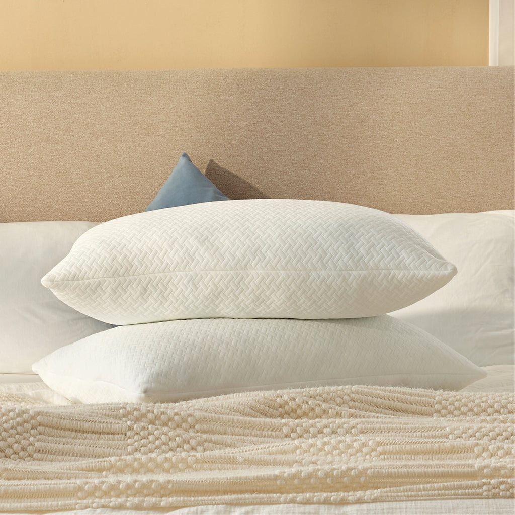 2 Pack Bed Pillow, Shredded Gel Memory Foam Pillow, Standard Queen, Medium, Made in USA