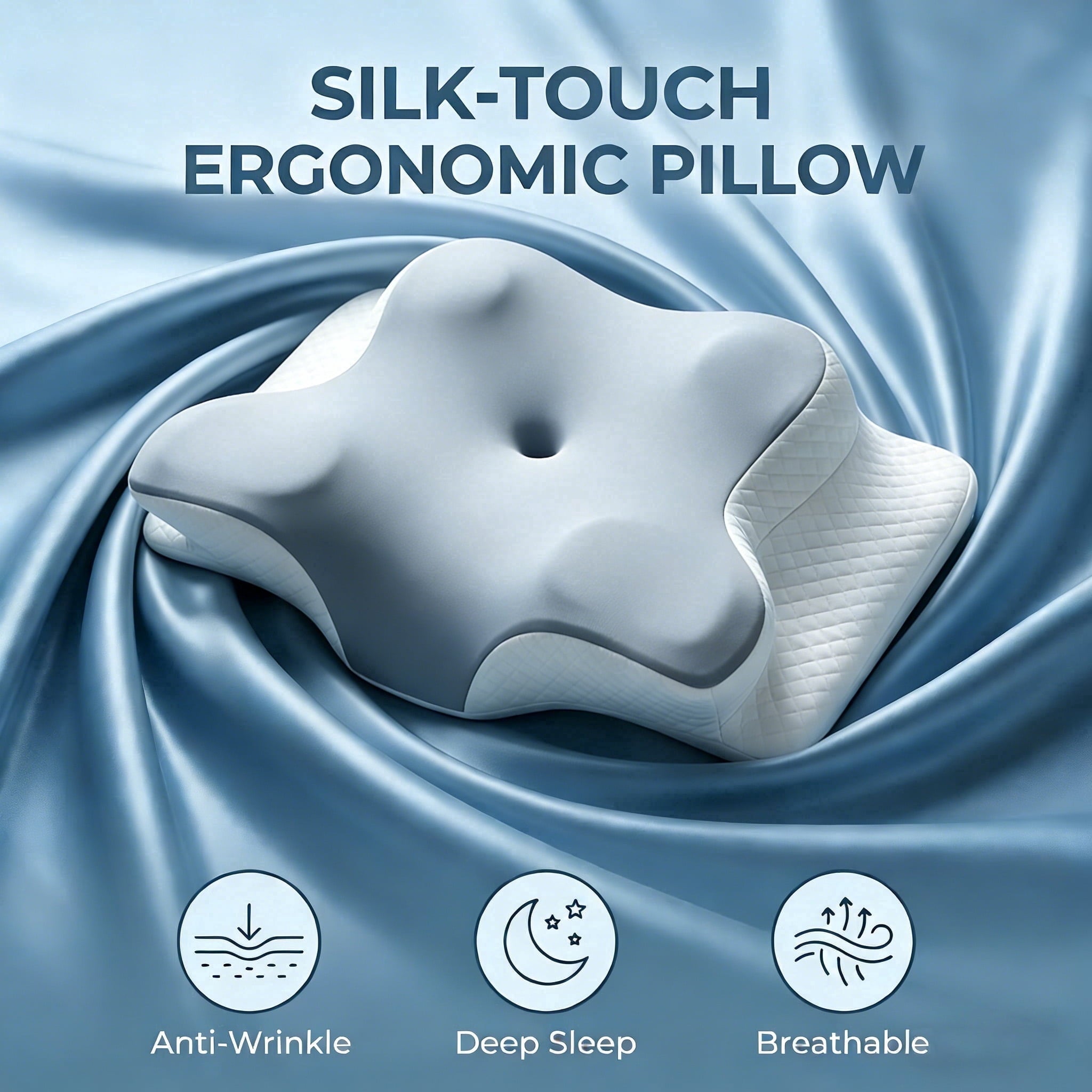 Memory Foam Contour Pillows - Neck Pain Relief, Orthopedic Cervical, Breathable Washable Cover