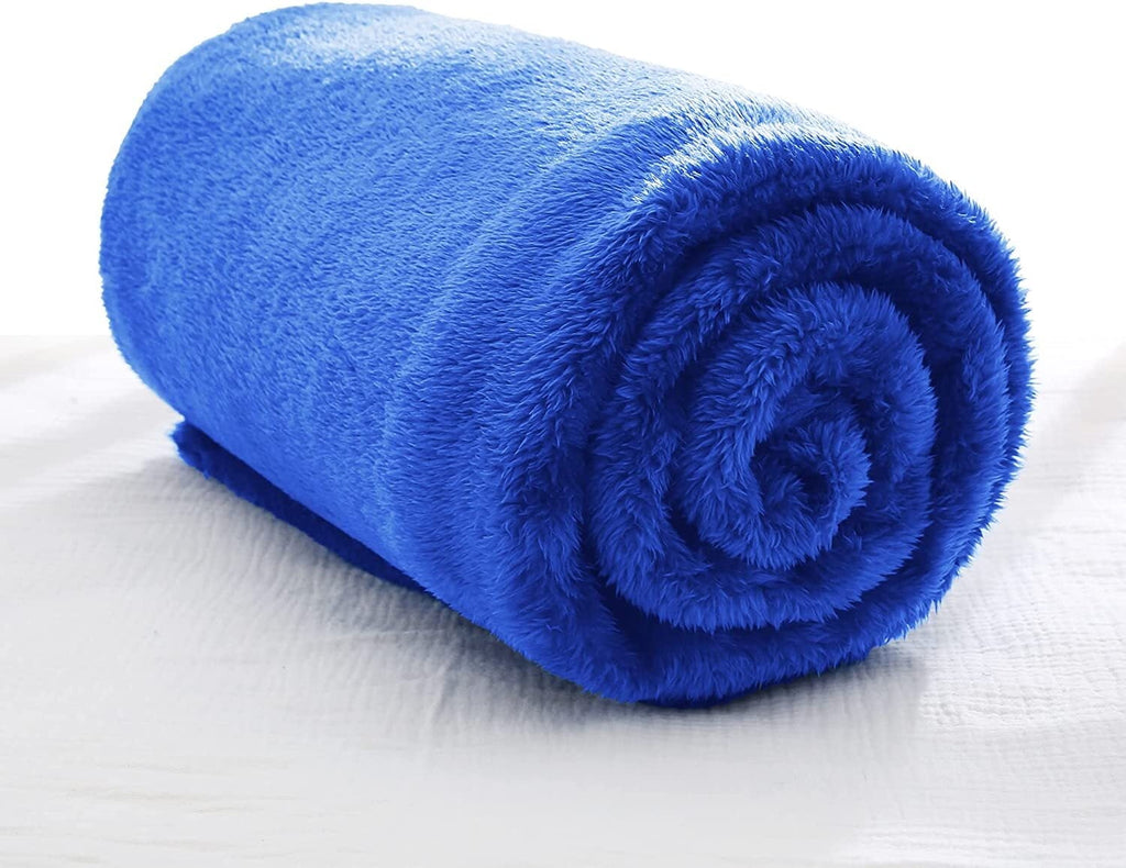 Plush Fuzzy Fleece Throw Blanket (40" x 50", Cobalt Blue)- Soft, Warm and Lightweight