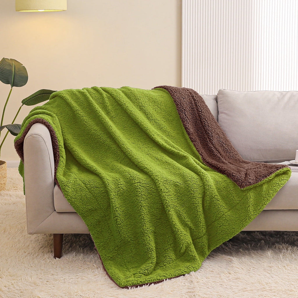 Reversible Sherpa Fleece Throw Blanket for Couch, Soft Plush Blanket for Bed Sofa, Warm Fluffy Blankets for All Seaso...