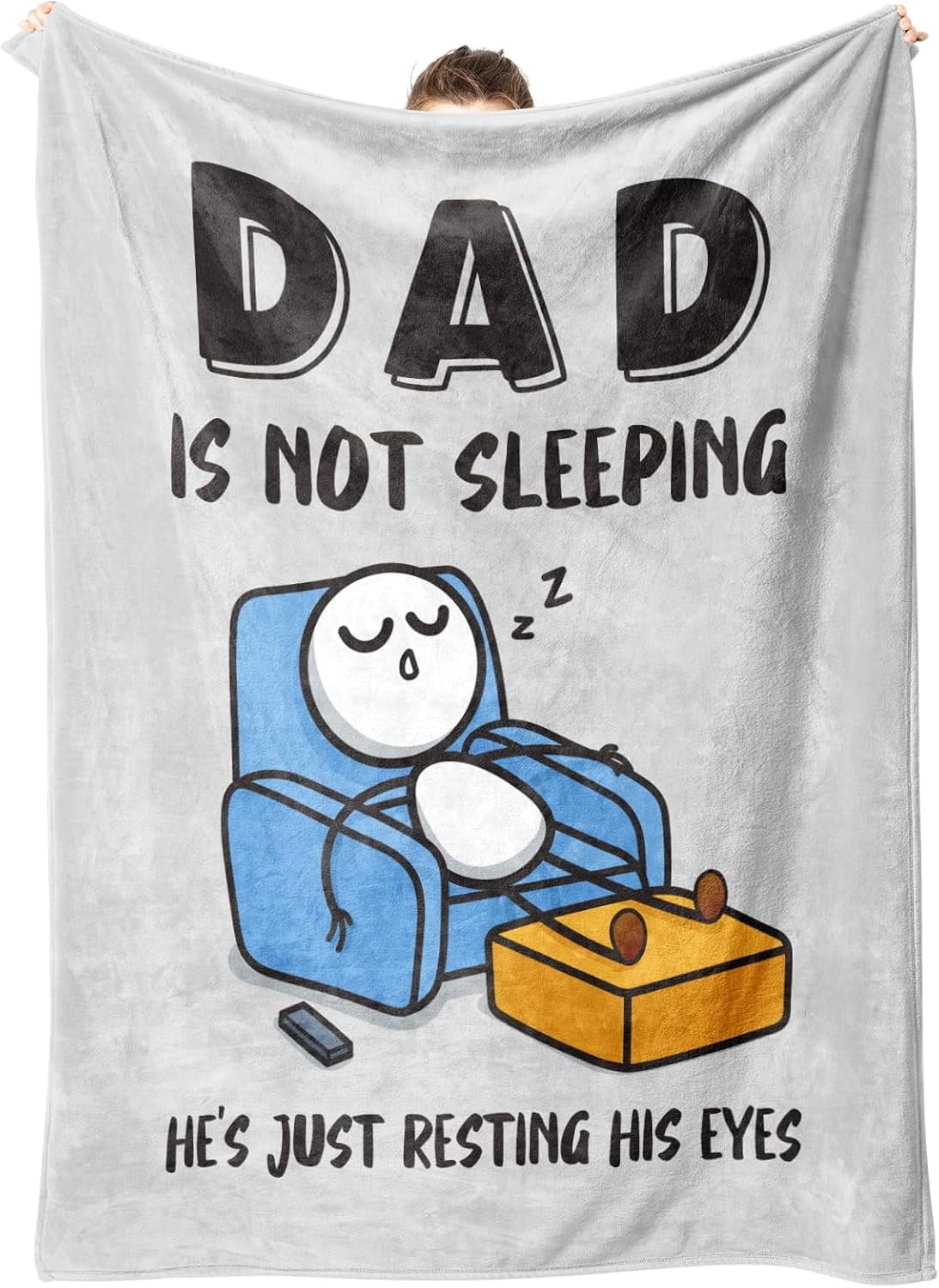 Funny Fathers Day Dad Gifts , Dads Birthday Gifts, Dad is Not Sleeping Blanket, Super Soft Throws Blanket for Napping