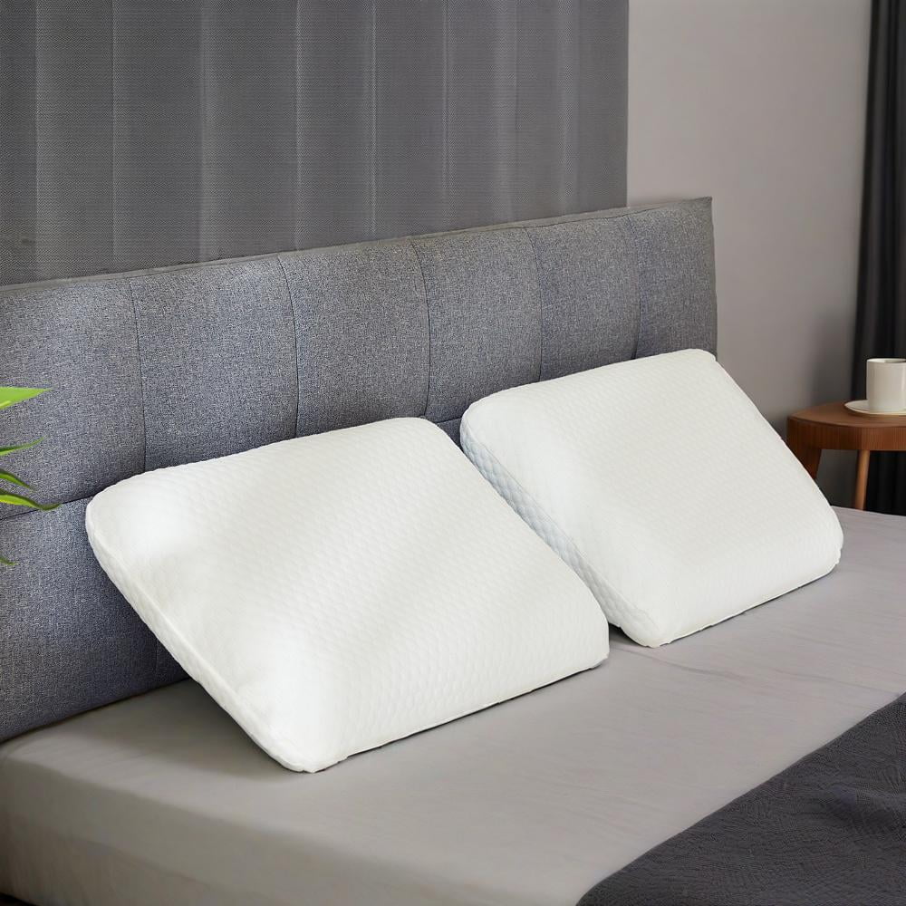 Memory Foam Pillow for Sleeping, 24"D x 16"W x 4.7"H, Soft Supportive Hotel Pillow for Bed, Washable Cover, Set of 2