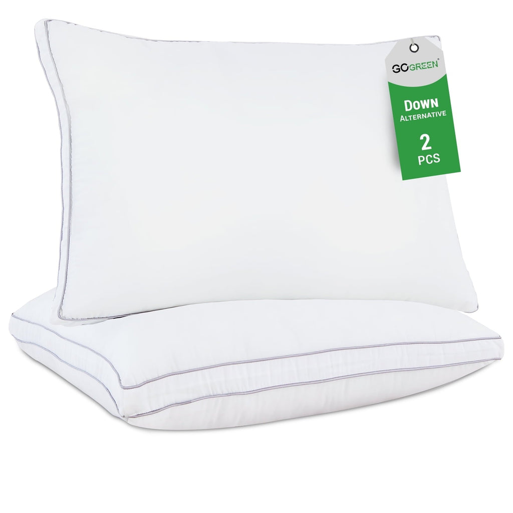 2 Pack Pillows for Bed, Standard Size Pillows Insert for Side and Back Sleepers, Soft Down Alternative Microfiber Fil...