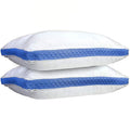Gusseted Quilted King Size Bed Pillows Set of 2, Blue Bed Pillows for Side Sleepers and Back Sleepers