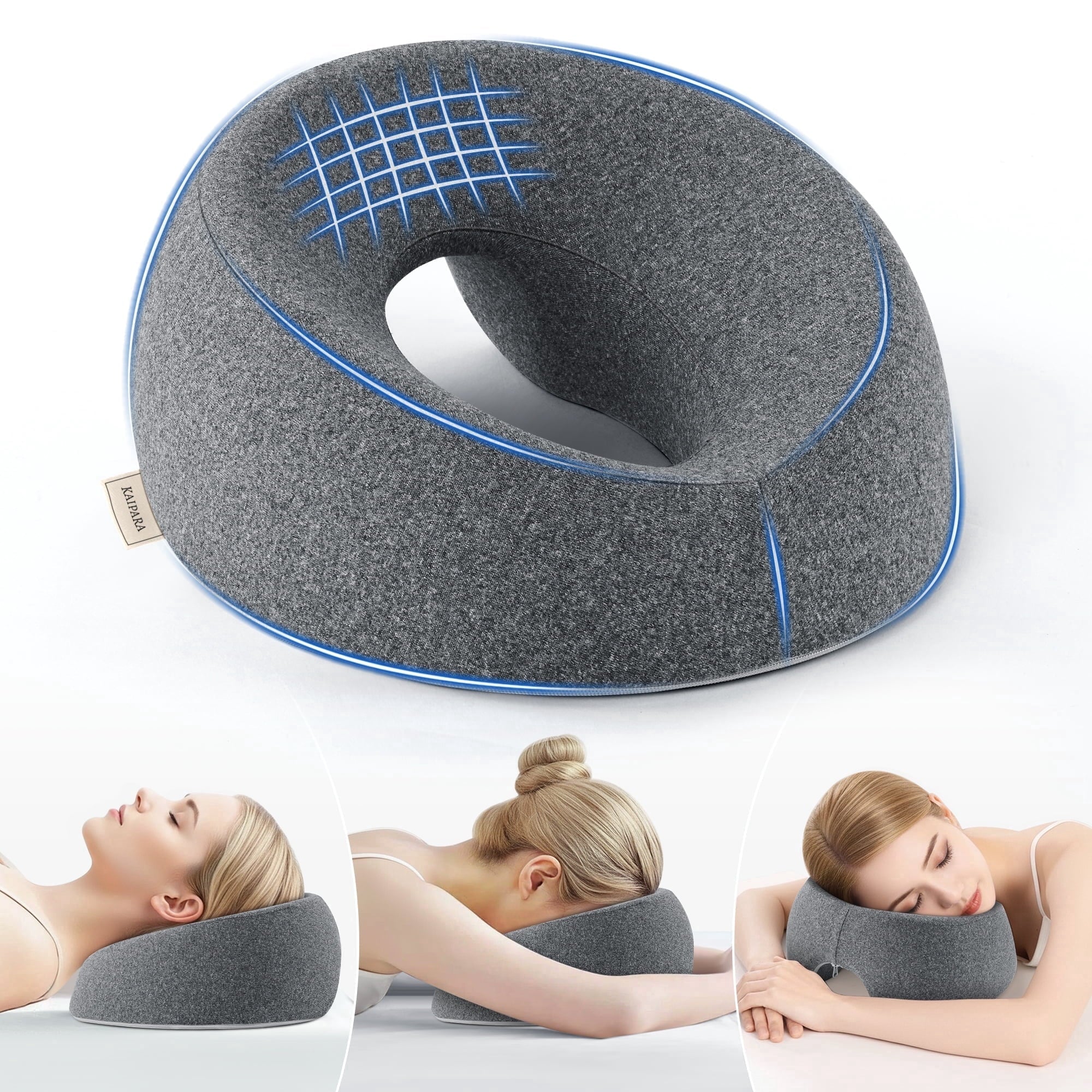 Face Down Pillow Massage Headrest for Bed, Memory Foam Pillow Face Cradle Support for Stomach Sleepers, Eye Post-Surg...