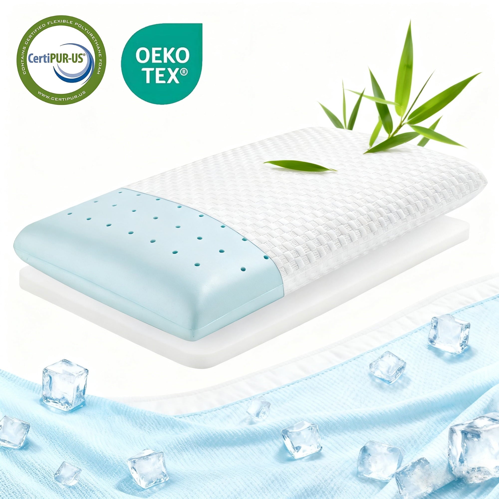 Memory Foam Pillow for Bed, Cooling Pillow with Extra Height Pad, Supportive Bed Pillow for Side, Back & Hot Sleepers...