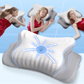 Ergonomic Cervical Pillows，Memory Foam Bed Pillow for Neck & Shoulder Pain Relief for Side Back Stomach Sleepers White