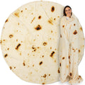 Burrito Tortilla Blanket, Double Sided Taco Flour Wrap Novelty Throw for Adult Kid Teen, Realistic Food Blanket, Funn...