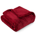 Maroon Red Throw Blanket for Couch, Twin Bed, Soft Fleece Throws for Sofa Chair, Fuzzy Waffle Textured Blanket, Cozy ...