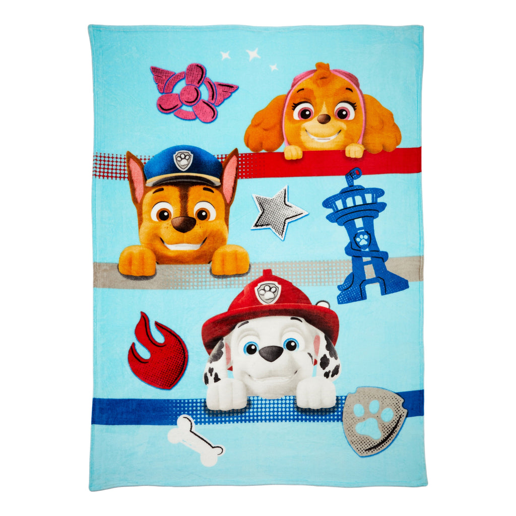 Kids Blue Print Fleece Bed Blanket, Twin/Full
