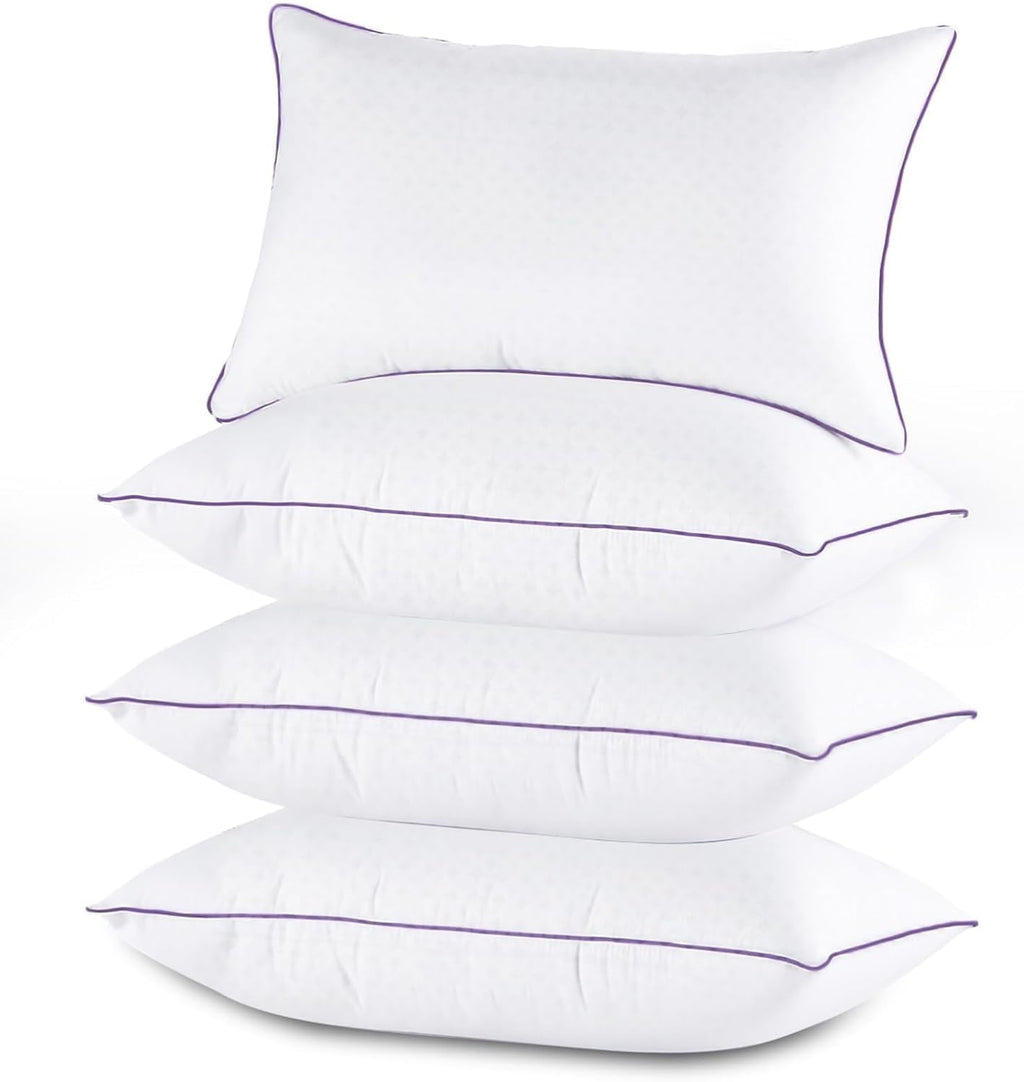 Set of 4, Cooling and Supportive Bed with Super Soft Down Alternative Fill, Luxury Fluffy Hotel Quality for Side, Bac...