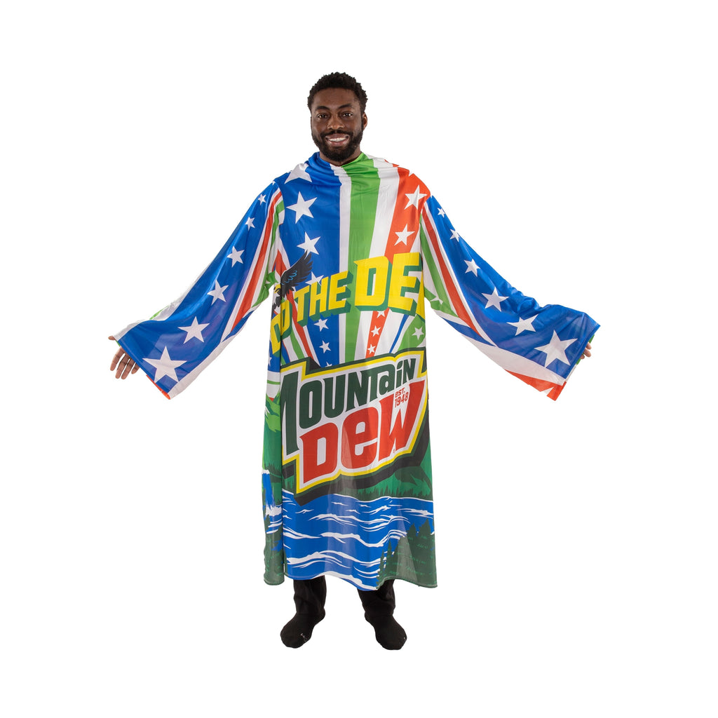 Chill Wearable Blanket with Sleeves in Cool Touch Fabric, Mountain Dew Red White & Dew Americana