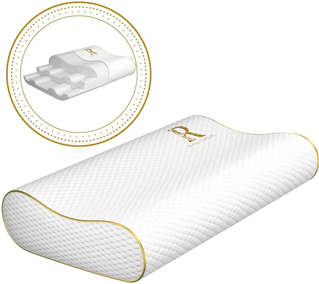 Queen Memory Foam Pillow + Extra Pillowcase, Bed Pillow for Neck & Shoulders for Adult