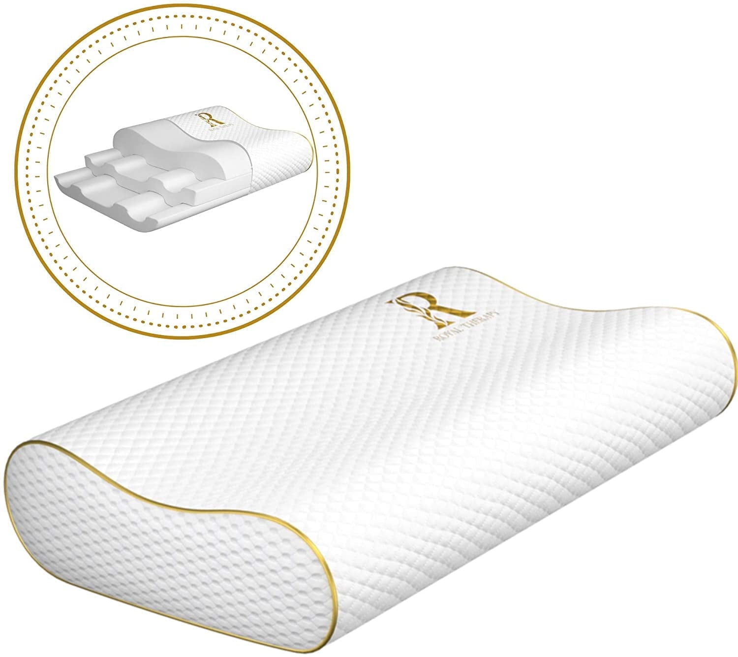 Queen Memory Foam Pillow + Extra Pillowcase, Bed Pillow for Neck & Shoulders for Adult