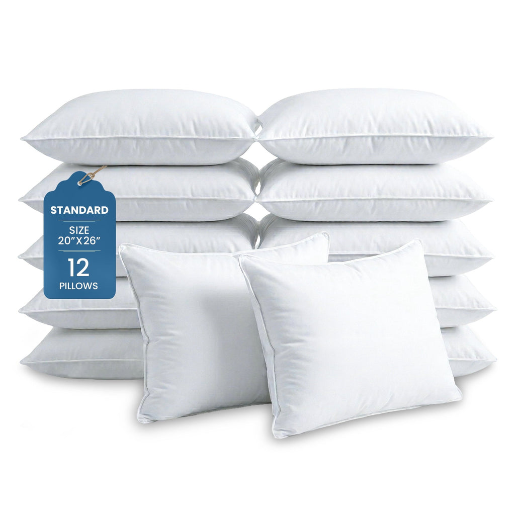 Ryotei Economy Bulk Hotel Pillows 20"x26" Standard (Pack of 12) | Premium Cluster Fiber Fill | Soft Down Alternative ...