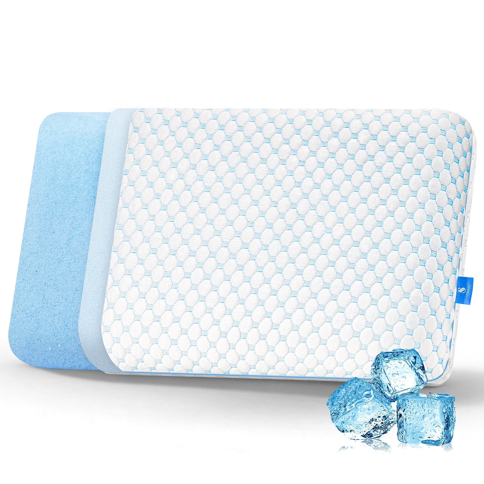 Memory Foam Pillow for Bed, Firm Cooling Pillow with Washable Cover, Supportive Bed Pillow for Side,Stomach and Back ...