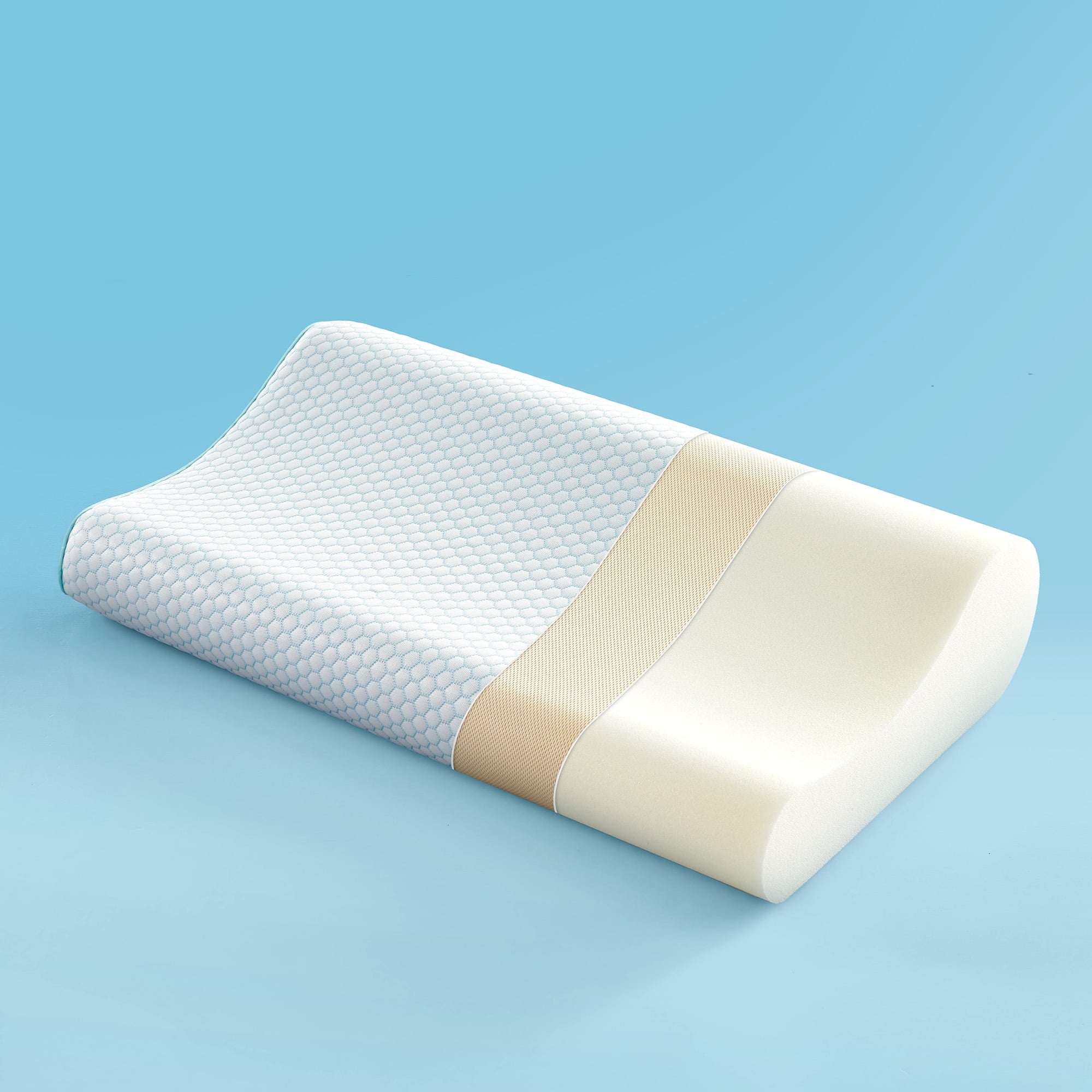 Standard Cooling Memory Foam Pillow, Ergonomic Adjustable Orthopedic Contour Bed Pillows Neck Support for Side Back S...