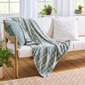 Woven Chenille Plaid Throw Blanket, Green River , 50x72 Inches