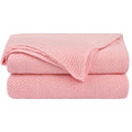 Pure Cotton Soft Cable Knit Throw Blanket Pink 50" x 70"