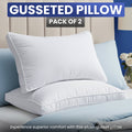 Queen Bed Pillow, 26"L x 18" W, Set of 2, Soft and High-Quality, Gusseted Pillow for All Sleep Positions (White)