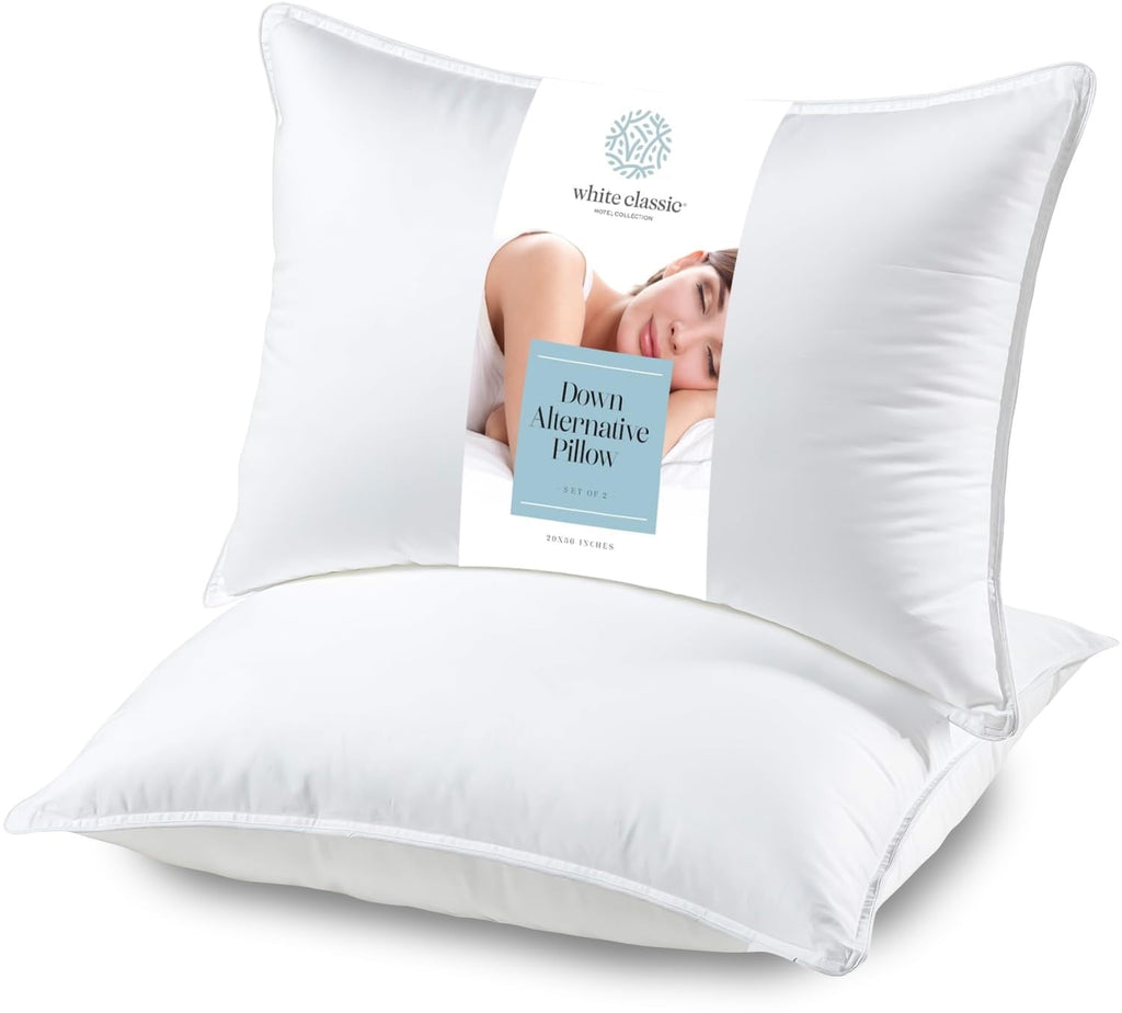 Bed Pillows for Sleeping 2 Pc Set, Queen Size Pillow Side Sleeper Set, Down Alternative Luxury Hotel Soft Pillow 28x2...
