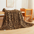 Luxury Faux Fur Leopard Print Throw, Soft 50x60 Cheetah Print Fluffy Blanket, Shaggy Plush Decorative Couch Throw, Cu...