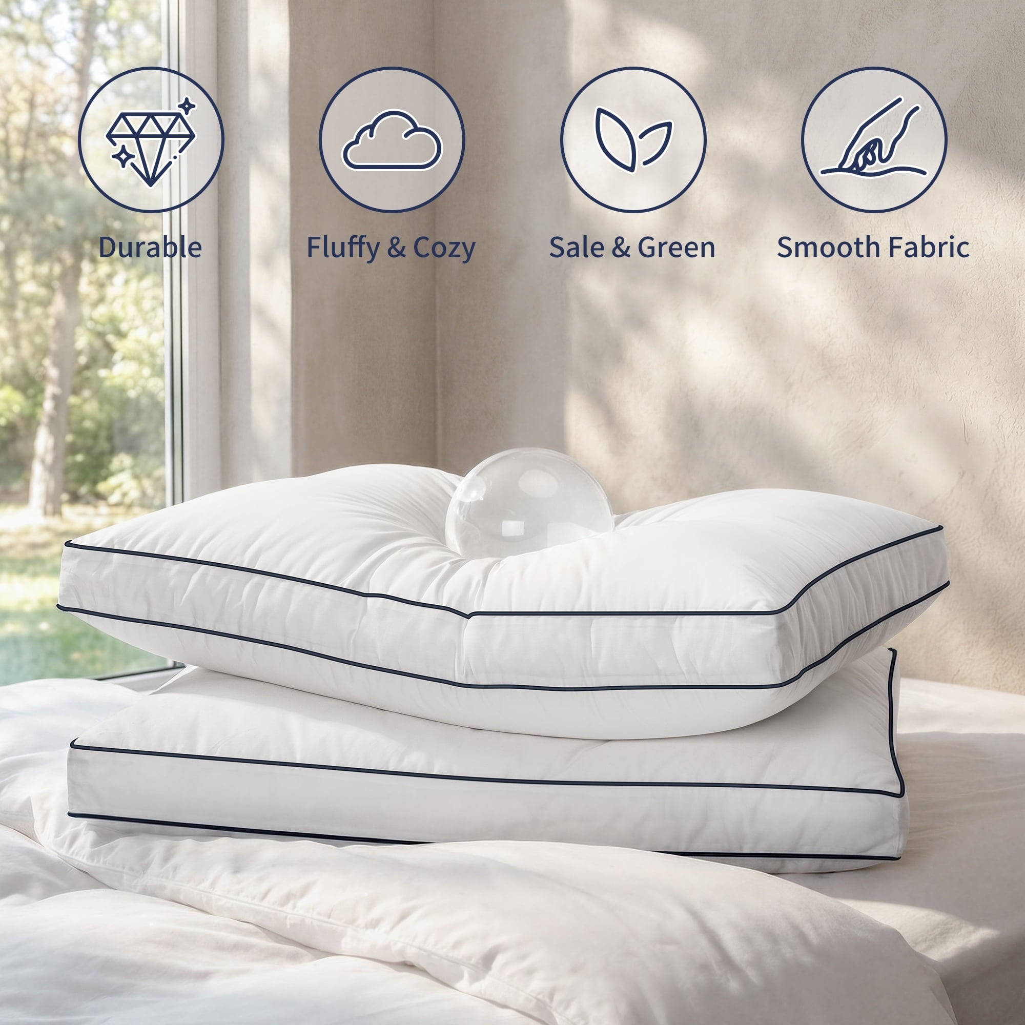 for Queen Size 2 Pack, Duck Feather and Shredded Memory Foam Soft Luxury Hotel Collection