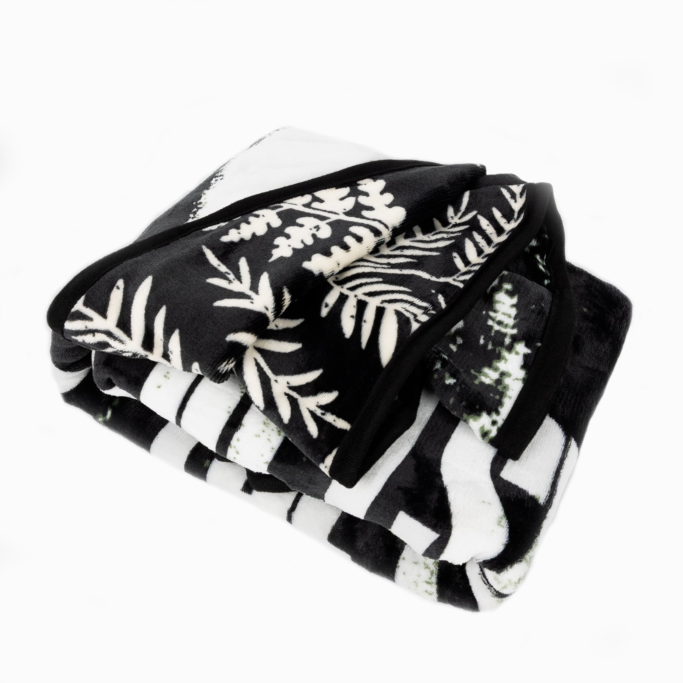 Black and White Polyester Throw Blanket, 50" X 60"